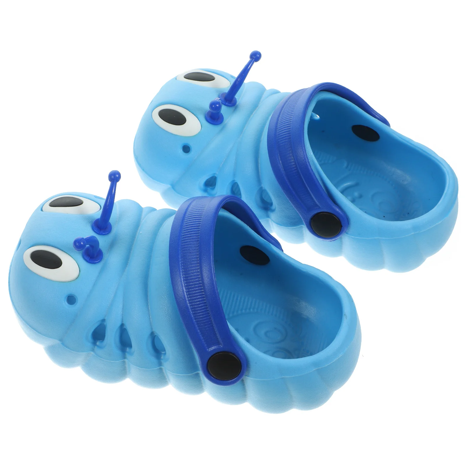 1 par de sandalias de playa para niños y niñas, zapatillas antideslizantes de verano con dibujos de oruga, color azul, talla 24, longitud 14,5 cm, ligeras y cómodas