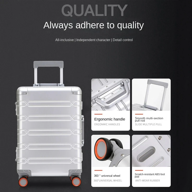 High Quality Senior Travel Luggage 100% Aluminum-magnesium Alloy Material  20/24/26/28 Size Spinner Brand Travel Suitcase