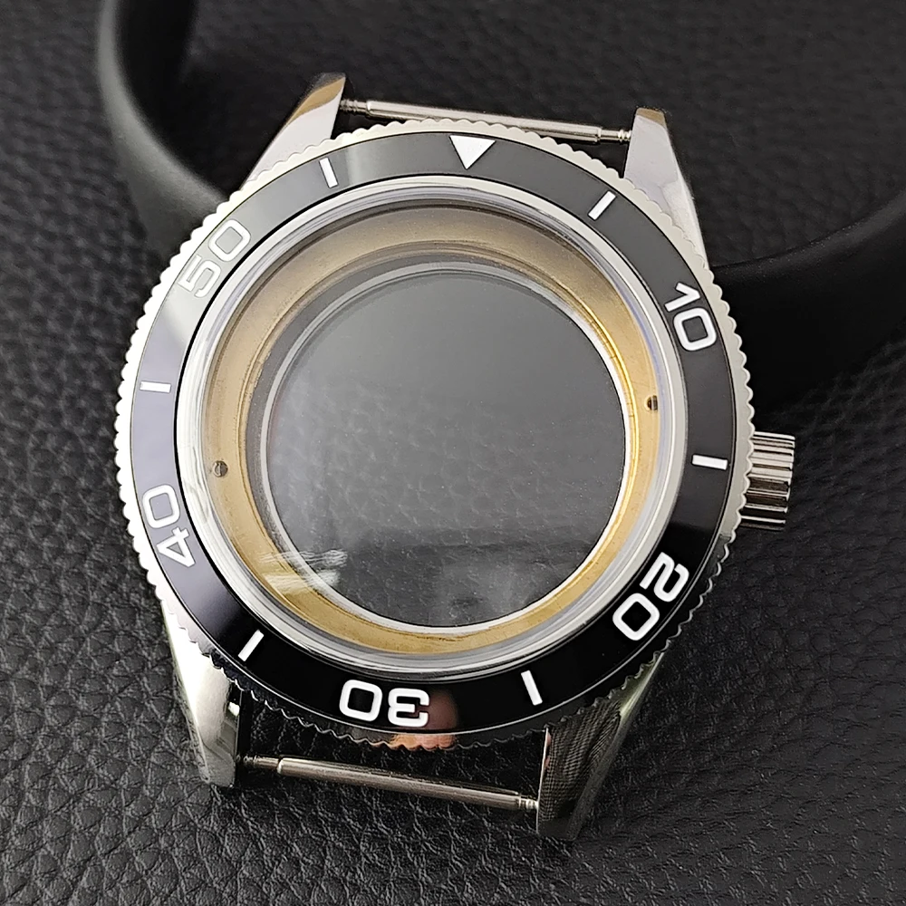 8215 حافظة 41.7 مللي متر حافظة من الفولاذ المقاوم للصدأ تناسب 8215 ساعة يد تعمل بالحركة اكسسوارات الياقوت ساعة زجاجية للرجل 20 مللي متر حزام ساعة اليد