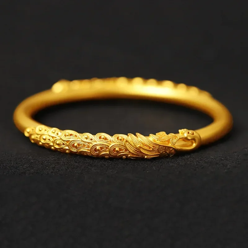 

9999 real gold Ancient Legacy Bracelet Women's Vintage Silk Peacock