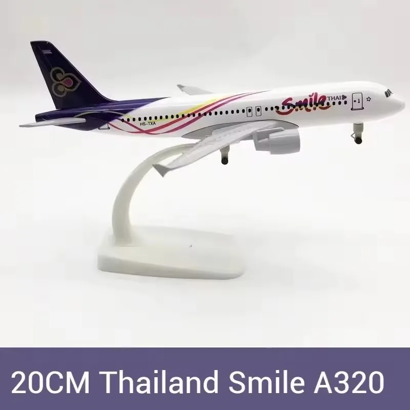 

20CM Replica Alloy airplane model Thai Airways A320 Die-cast collectible aircraft Child toy boys with Landing Gear Stand