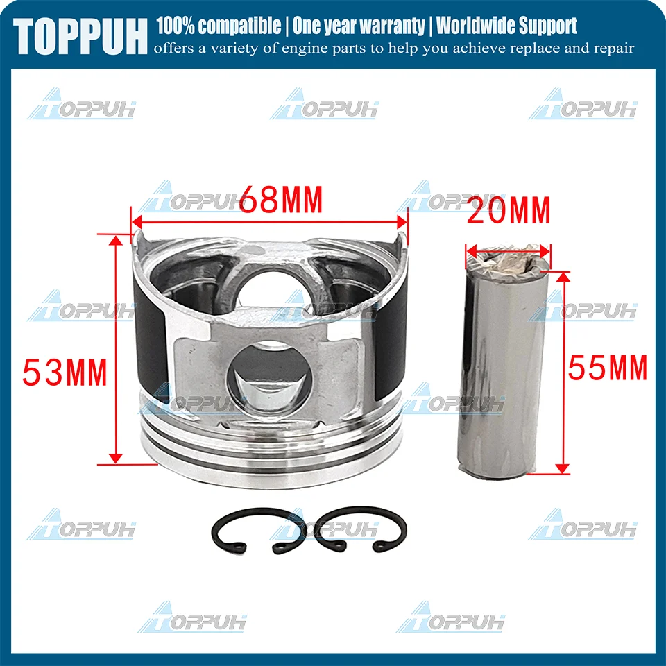 2 cylinder 2 Set Piston & Piston Ring Set For Yanmar Engine 2TNE68 STD