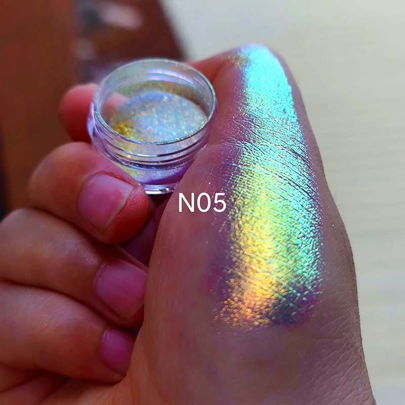 Chrome Laser Eyeshadow Chameleon Pigment Rainbow Eyeshadow Powder Light Change Holographic Colorful Eyeshadow Pigment Glitter