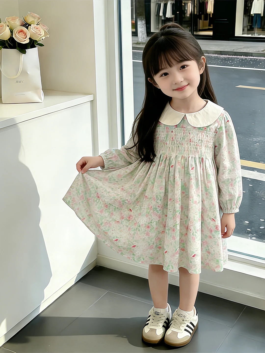 vestido-casual-de-primavera-para-ninas-lindo-conjunto-para-salir-falda-verde-fresca-vestido-de-aodon-con-estampado-flora