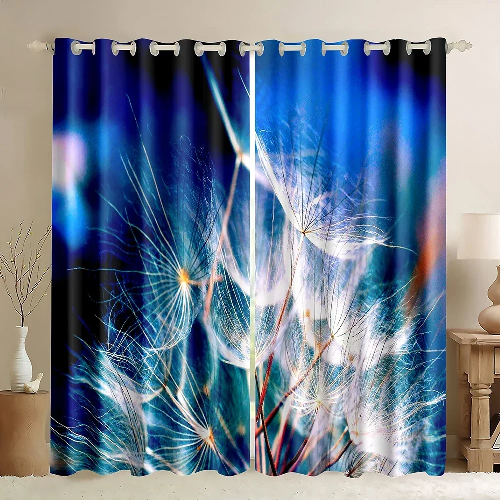 Dandelion Window Curtains,Dandelions Blowing in The Wind Bedroom Drapes,Grommet Rod Pocket Window Blackout Curtains For Bedroom