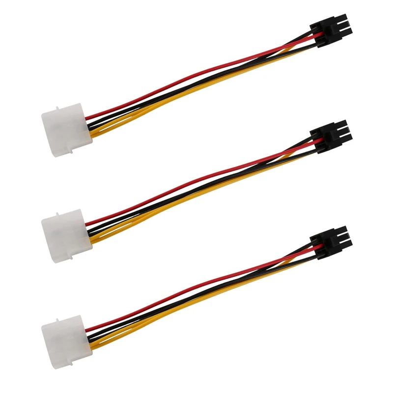 

AB46-3X 4-Pin Male To 6-Pin Female Socket Power Cable For Pcie PCI Express Adapter