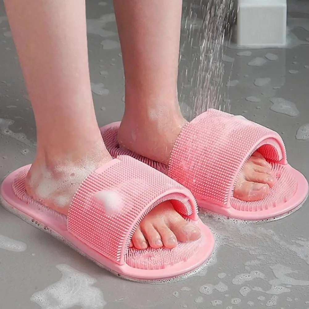 Волшебные тапочки для мытья ног, нескользящие силиконовые тапочки для мытья ног с круглой щетиной, отшелушивающие массажные тапочки, щетка для чистки ванной комнаты