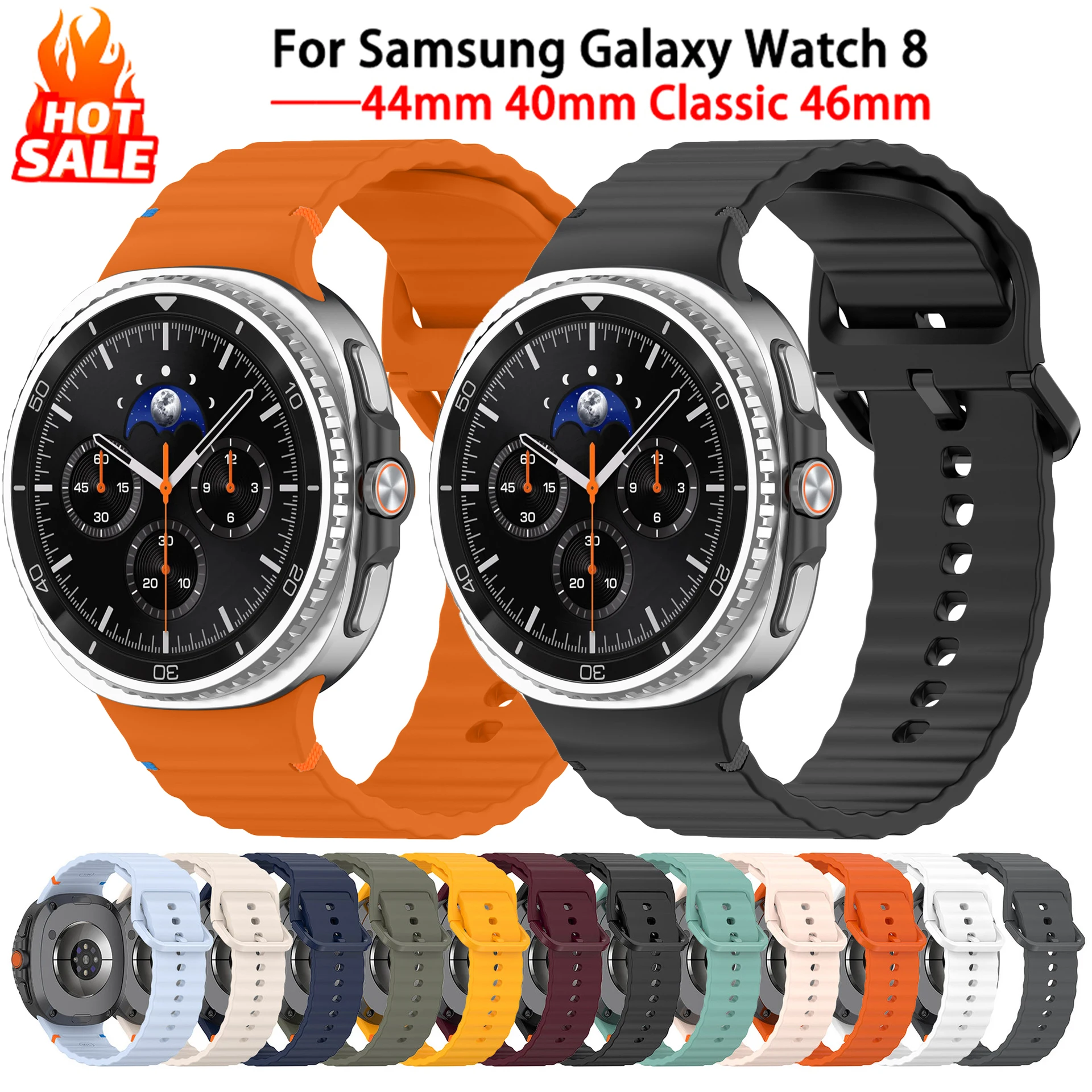 Original Silicone Band For Samsung Galaxy Watch 8 Classic 46mm Pulseira Correa Bracelet Galaxy Watch 9 8 44mm 40mm Sport Strap