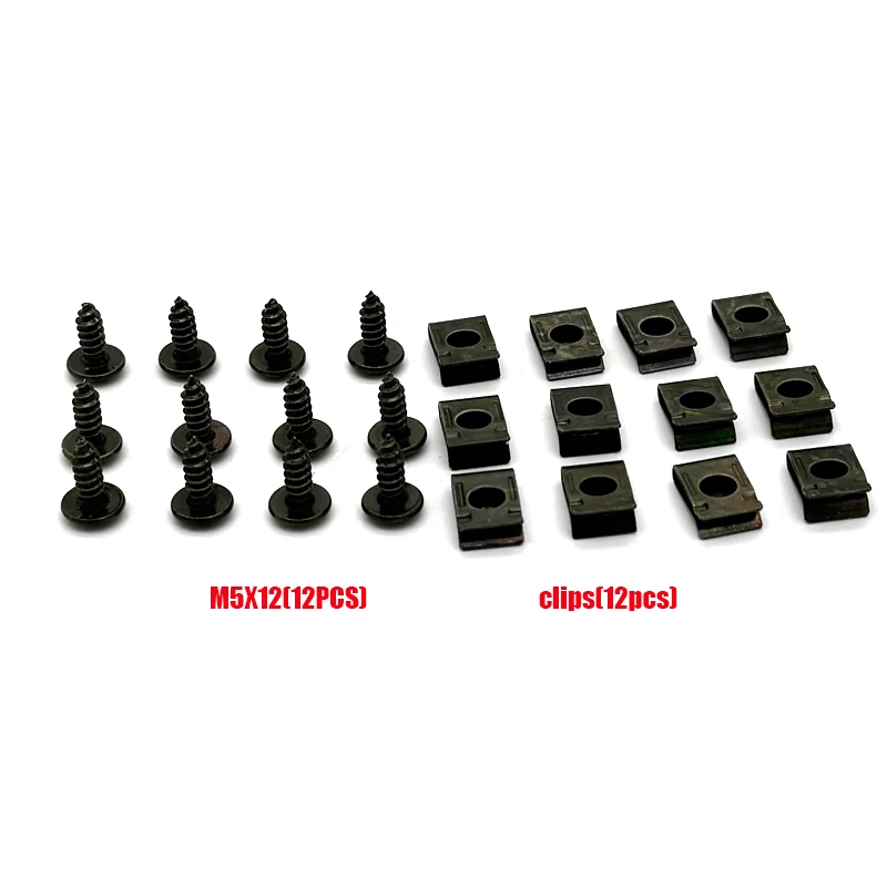 12pcs+12pcs Motorcycle Plastic Cover Metal Retainer Self-tapping Screw And Clips For Car Scooter ATV Moped Ebike M4 M5 4.2/4.8mm