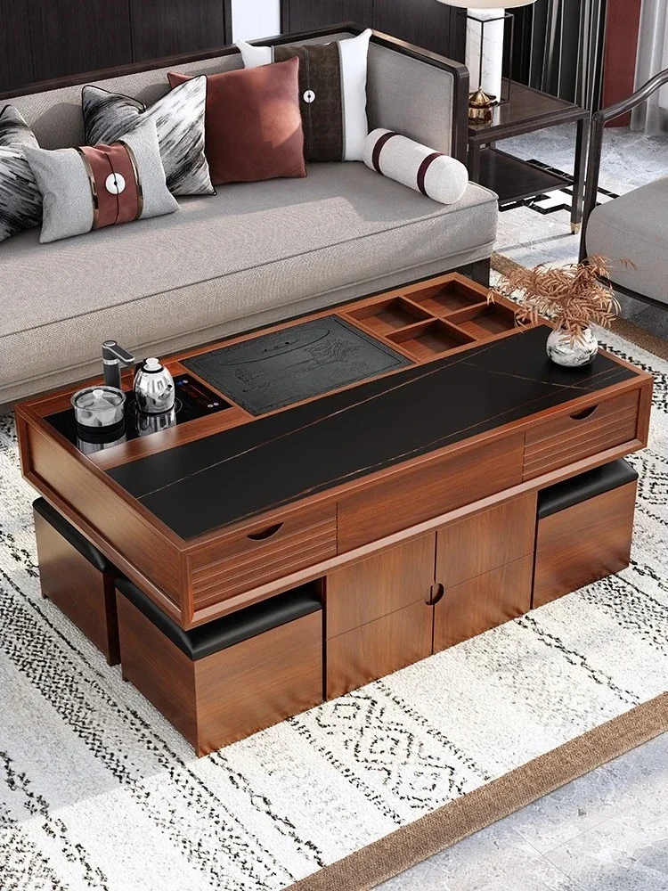 Modern simplicity, multi-functional tea table Kung Fu tea art, marble tables and chairs, office Chinese tea table