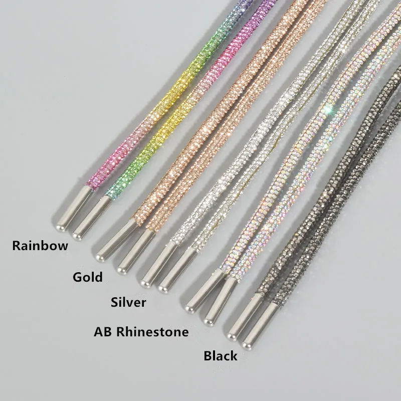 New Fashion Rainbow Diamond Shoelaces for Sneakers Round  DIY Luxury Rhinestone Shoelace Sb Dunk Low Shoe laces Strings