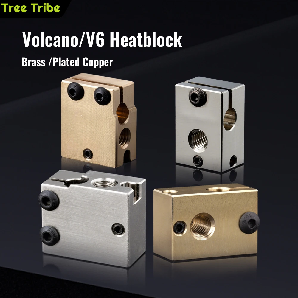 

Термоблок Tree Tribe V6 Volcano Brass с медным покрытием и высокотемпературными закаленными стальными соплами для 3D-принтера