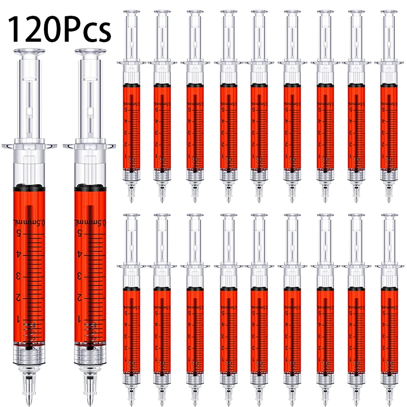 

120Pcs Syringe Ballpoint Pen Syringe Shape Pen Novelty Pen for Nurses Doctor Play Nursing Student Party Favor