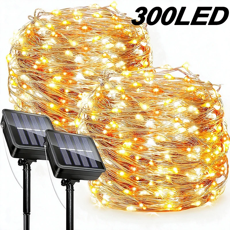 Solar Fairy String Lights 8 Lighting Modes Flexible DIY IP65 Waterproof Solar LED Lights Outdoor Christmas Tree Patio Decoration