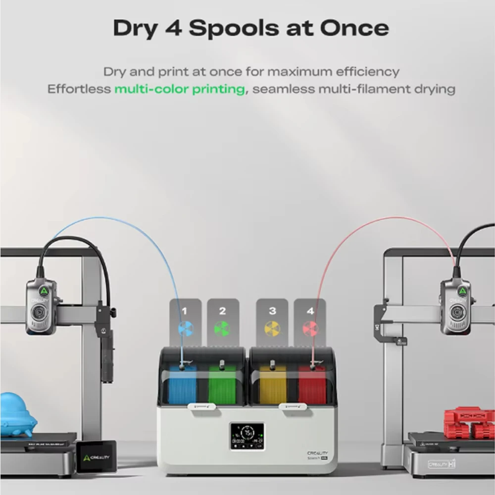 Creality For All 3D Printer 4 Spools Muti-Color DryingDual Independent Heating Chambers Up To 75℃ SpacePi X4L Filament Dryer