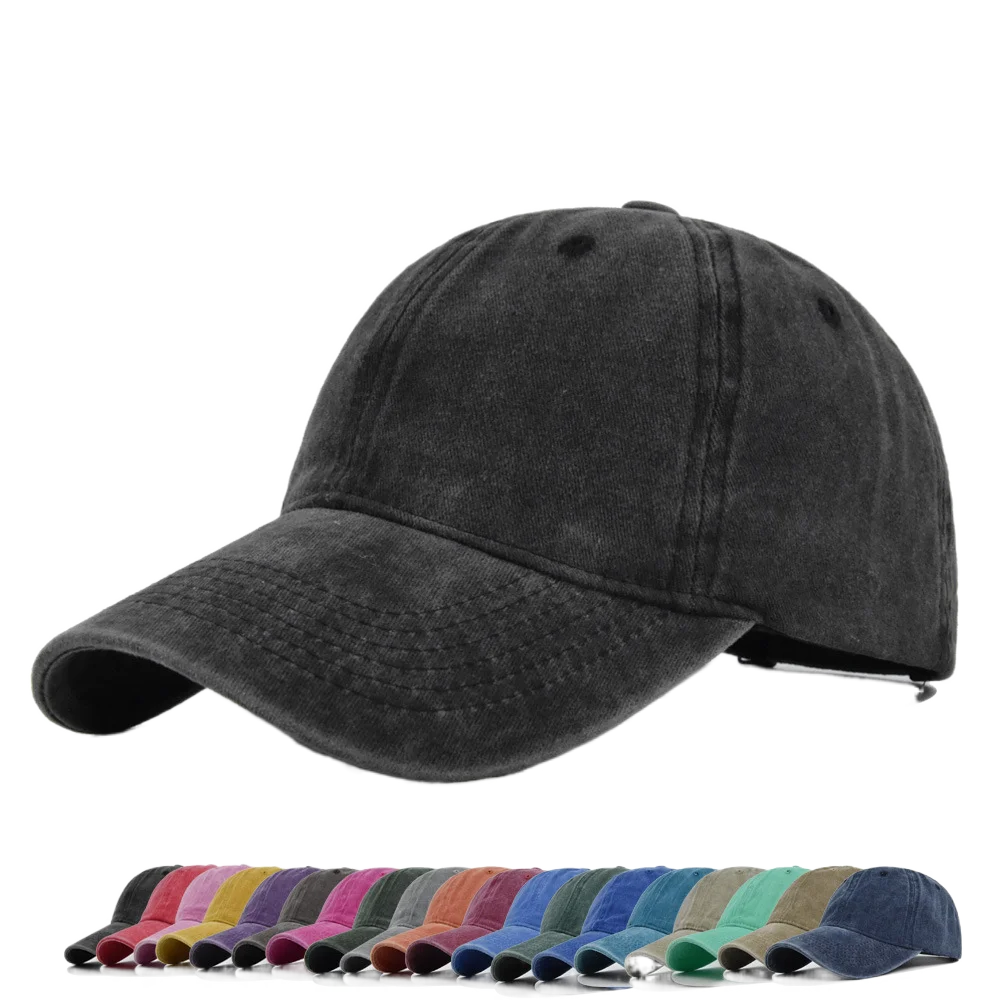 

Washed Distressed Twill Cotton Baseball Cap, Vintage Dad Hat, 32 Colors, Men and Women, Boys and Girls