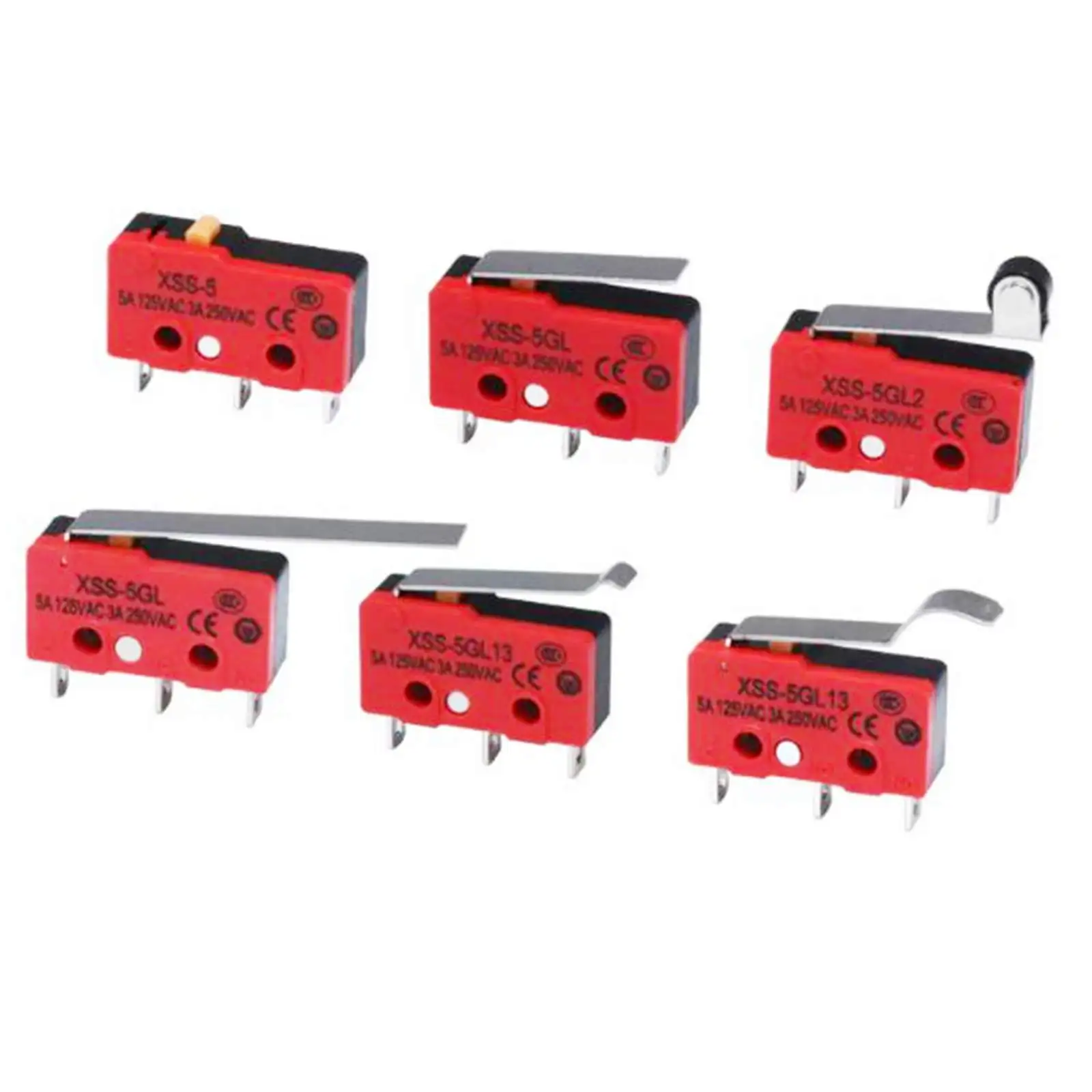 5pcs XSS-5GL/XSS-5GL2/5GL13/5GL14/5GL-2 SPDT NO+NC Contact Micro Switch Roller /Straight Simulated R/ Knife-edge Type