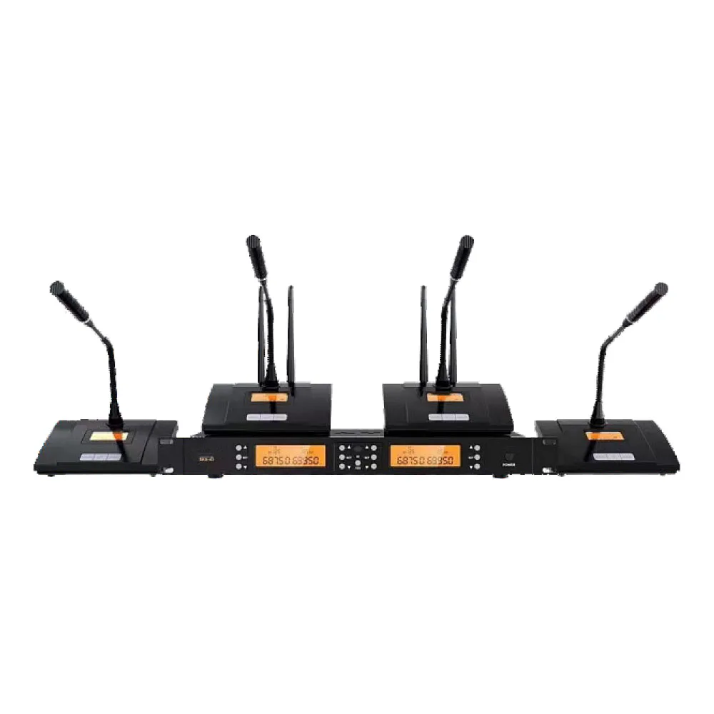 T Professional Wireless 4 Channel Mic Set Dynamic Wireless Desktop Microphone for Conference Microfone Sem Fio