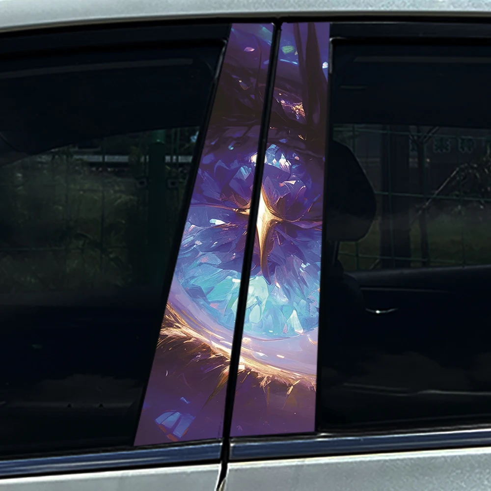 

2PCS Magical Purple Crystal Eyes Car B Pillar Decals, 2Pcs Waterproof Anti-scratch Stickers, Car Styling Accessories