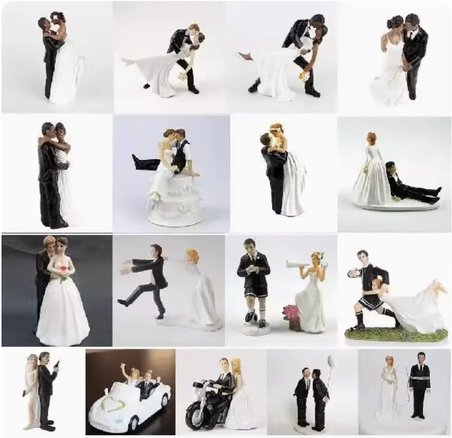 Cake Toppers Dolls Bride and Groom Figurines Funny Wedding Cake Toppers Stand Topper Decoration Supplies Marry Figurine