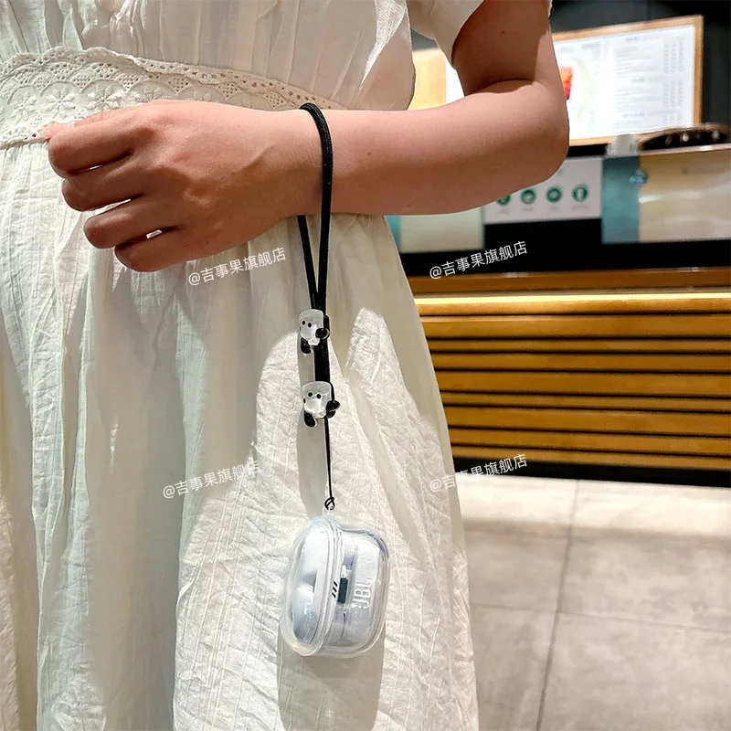 JBL Tune Beam 2 용 투명 TPU 케이스 스트랩이있는 무선 이어 버드 클리어 소프트 슬림 커버 충격 방지 이어폰 액세서리