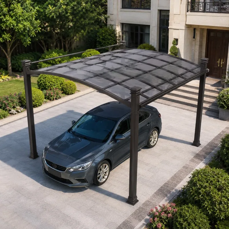Backyard Patio Garden Car Sunshade Customized Permanent Steel Frame Driveway Shade Awning Decorative Parking Cover