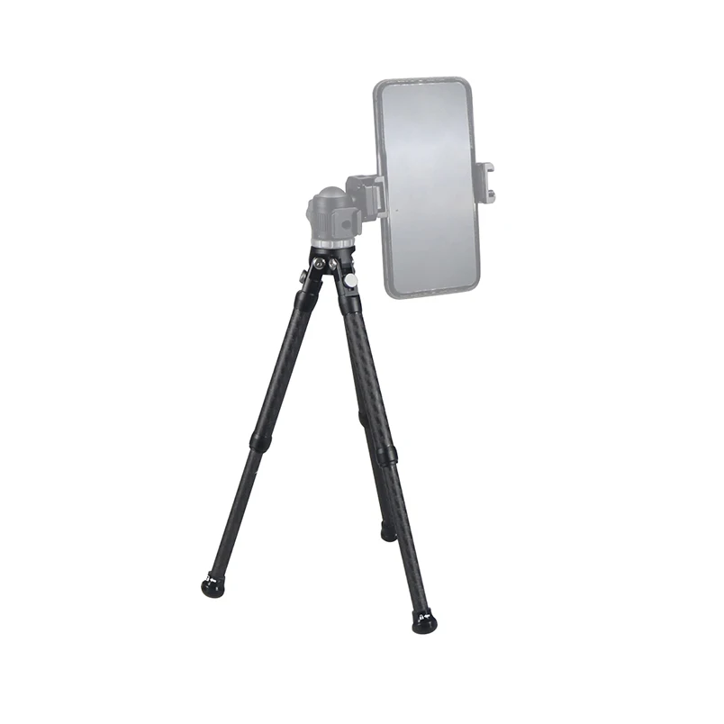 حامل ثلاثي متنقل خفيف الوزن السفر منضدية فيديو حامل ألياف الكربون قابلة للتمديد زاوية قابلة للتعديل دعم صغير لكاميرا الهاتف