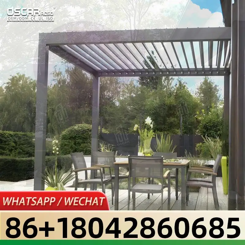 Estructura de sombra motorizada de aluminio, impermeable, para exteriores, para patio, jardín, terraza, balcón, pérgola