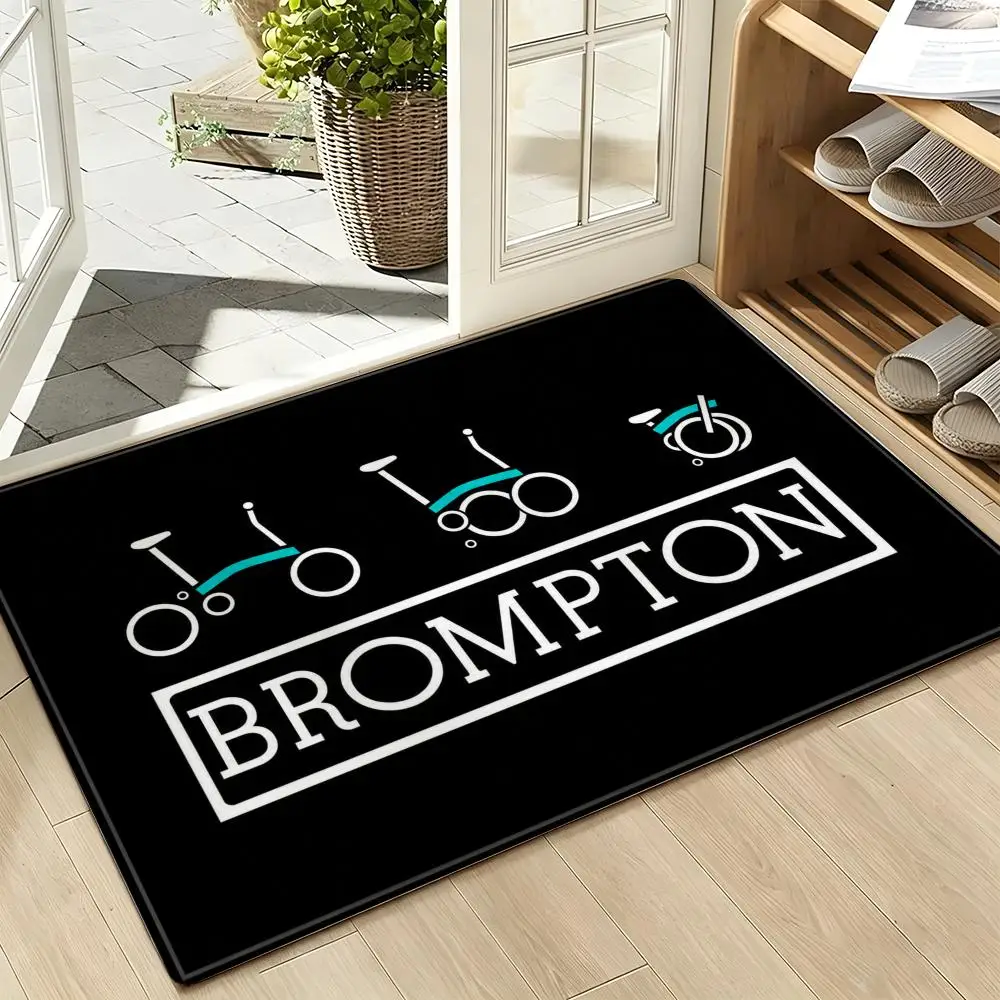 Minimal Folding Bicycle Cycling Line Art Graphic Floor Mat Soft Flannel Non Slip Absorbent Entryway Bathroom Bedroom Garage