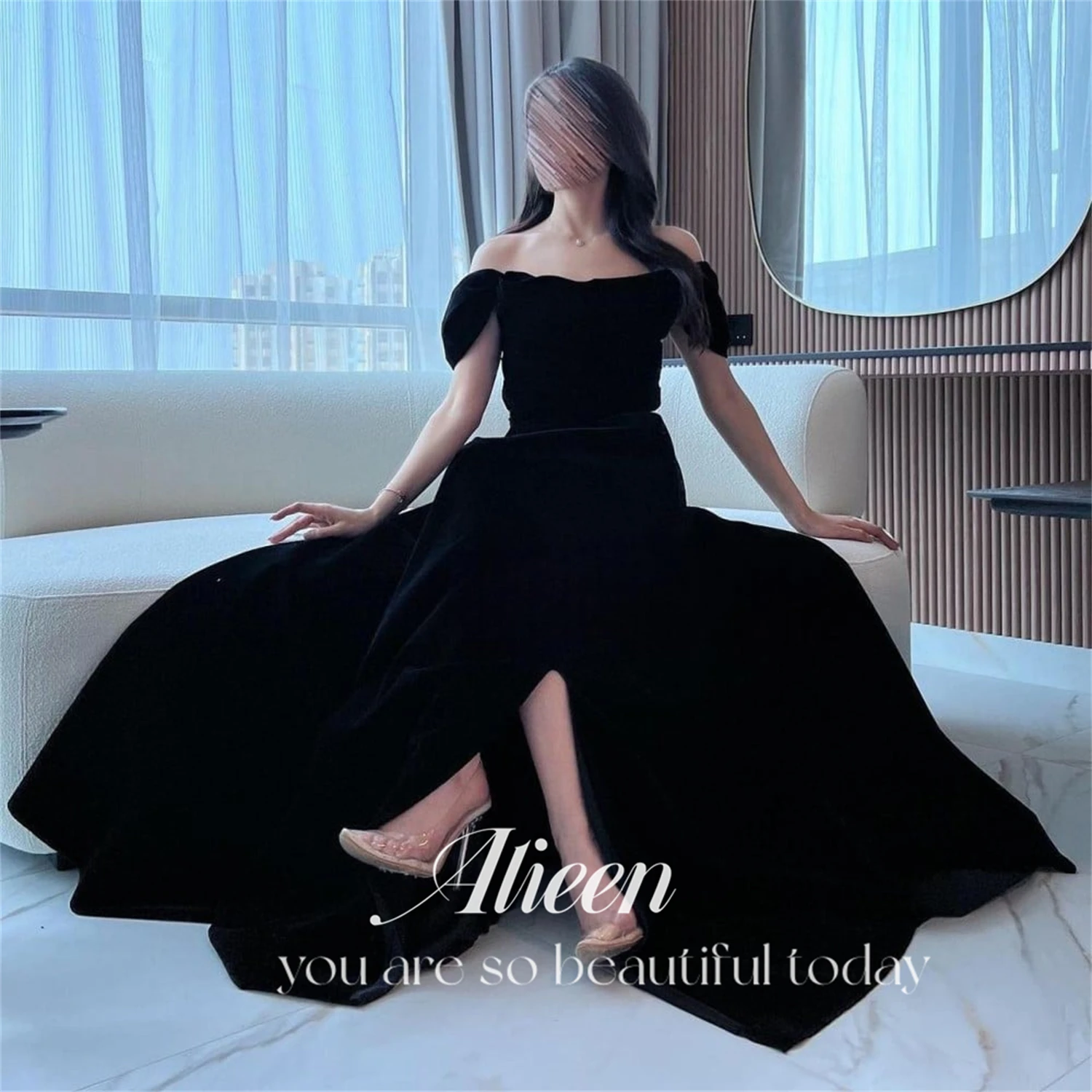 

Aileen Eid Al-fitr Evening Dress Velvet Black Line A Formal Occasion Dresses Party Women Offer Liquidation Long Prom Luxury 2024