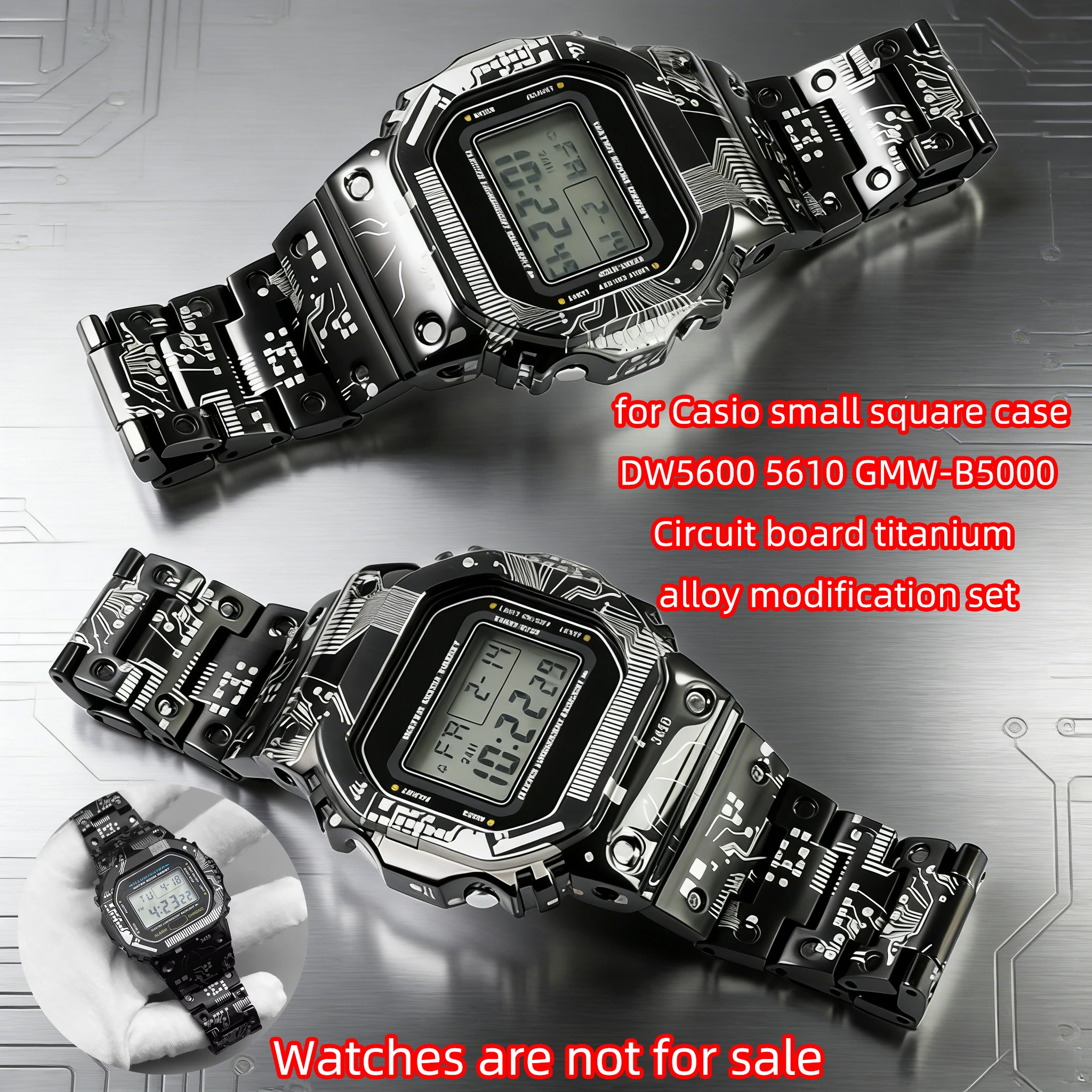 Titanium & Stainless Steel Mod Kit for Casio G-SHOCK DW5600 GW-M5610 GWB5600 GMW-B5000 Watch Metal Case Band Strap Replacement