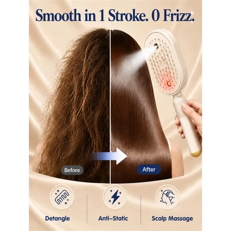 Electric Spray Air Cushion Hair Brush Anti-Tangle Scalp Massage Wet Dry USB-C Fast Charging