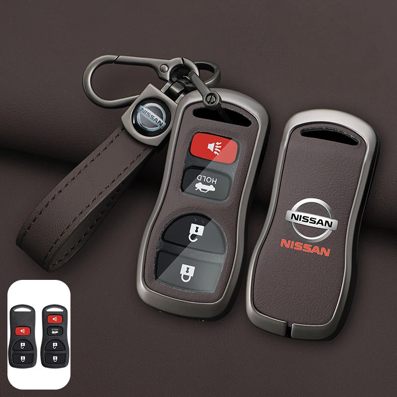 Zinc Alloy +Leather Car Key Cover Case For Nissan Tiida Xtrail Armada 350Z T30 Altima Sentra Maxima Frontier for Infiniti FX 35