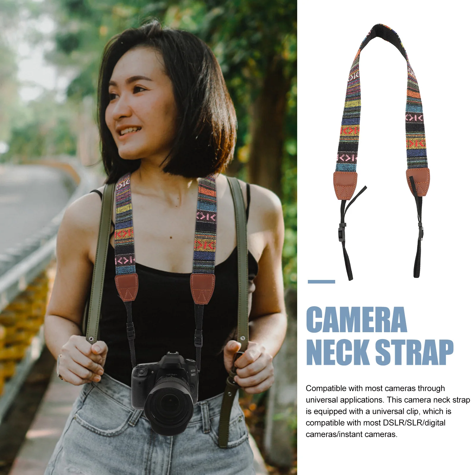 

Camera Shoulder Strap Adjustable Length Wide Custom Universal DSLR Lanyard Rope Long Time Use High Grade Material Bright Color