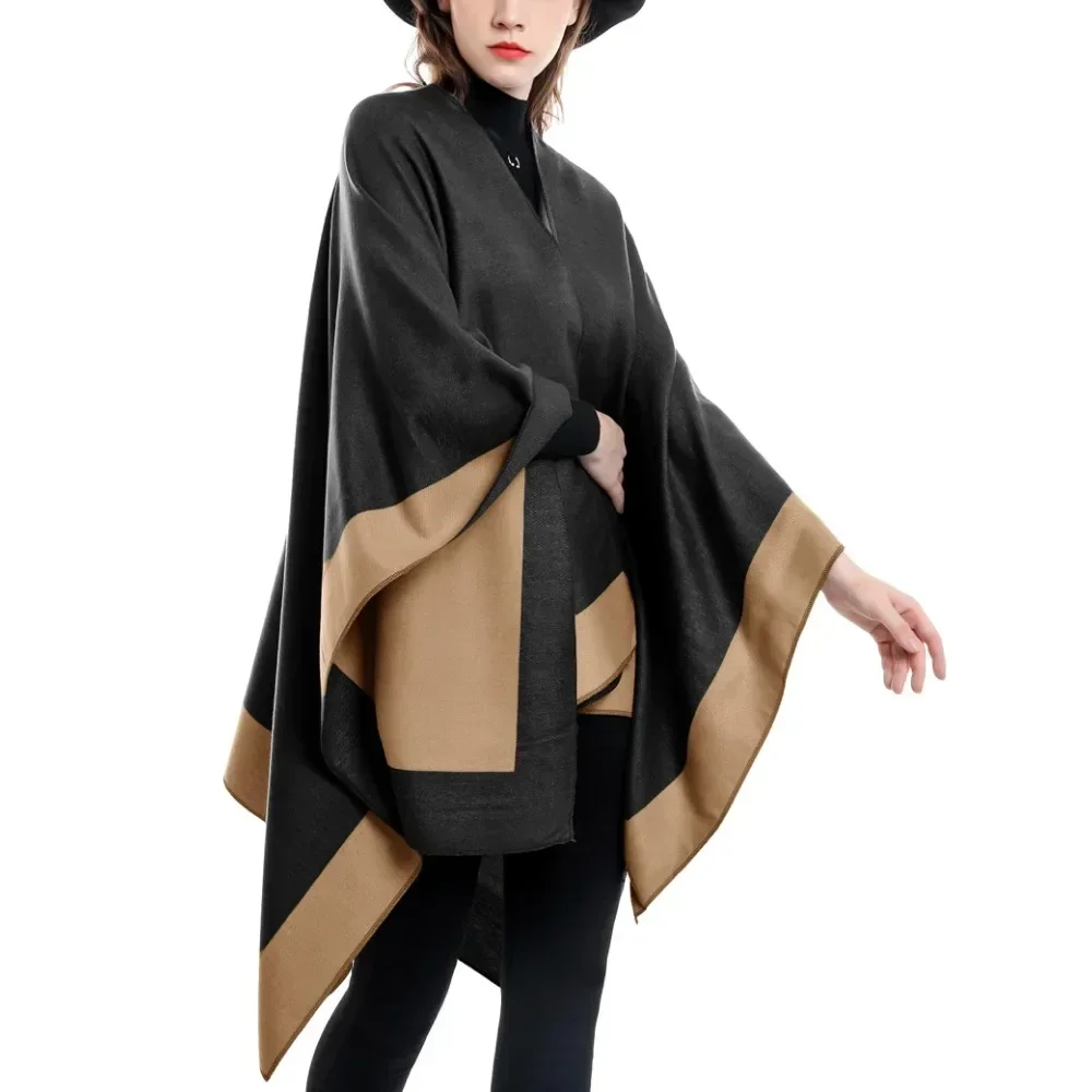 Women\'s Shawl Wrap Poncho Sweater Open Front Cape for Fall Winter