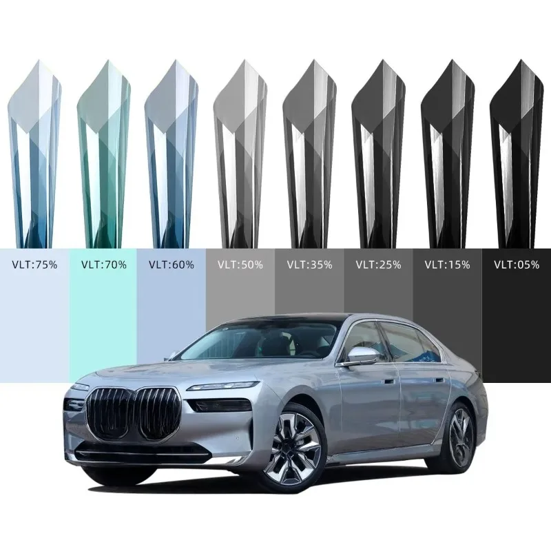 XLCZ Nano Ceramic PET Auto Tint Film UV99% 94% IR Rejection 5-10 Year Warranty 2mil Thickness Dark Black/Smokey/Light Car