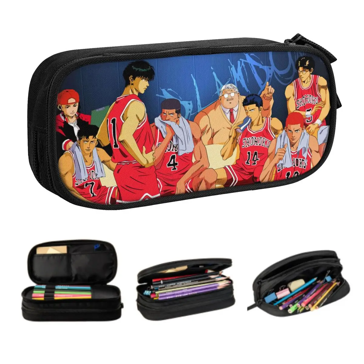 Custom Cartoon Basketball Anime Slam Dunk Pencil Cases for Girls Boys Large Capacity Pen Box Bag School Accessories