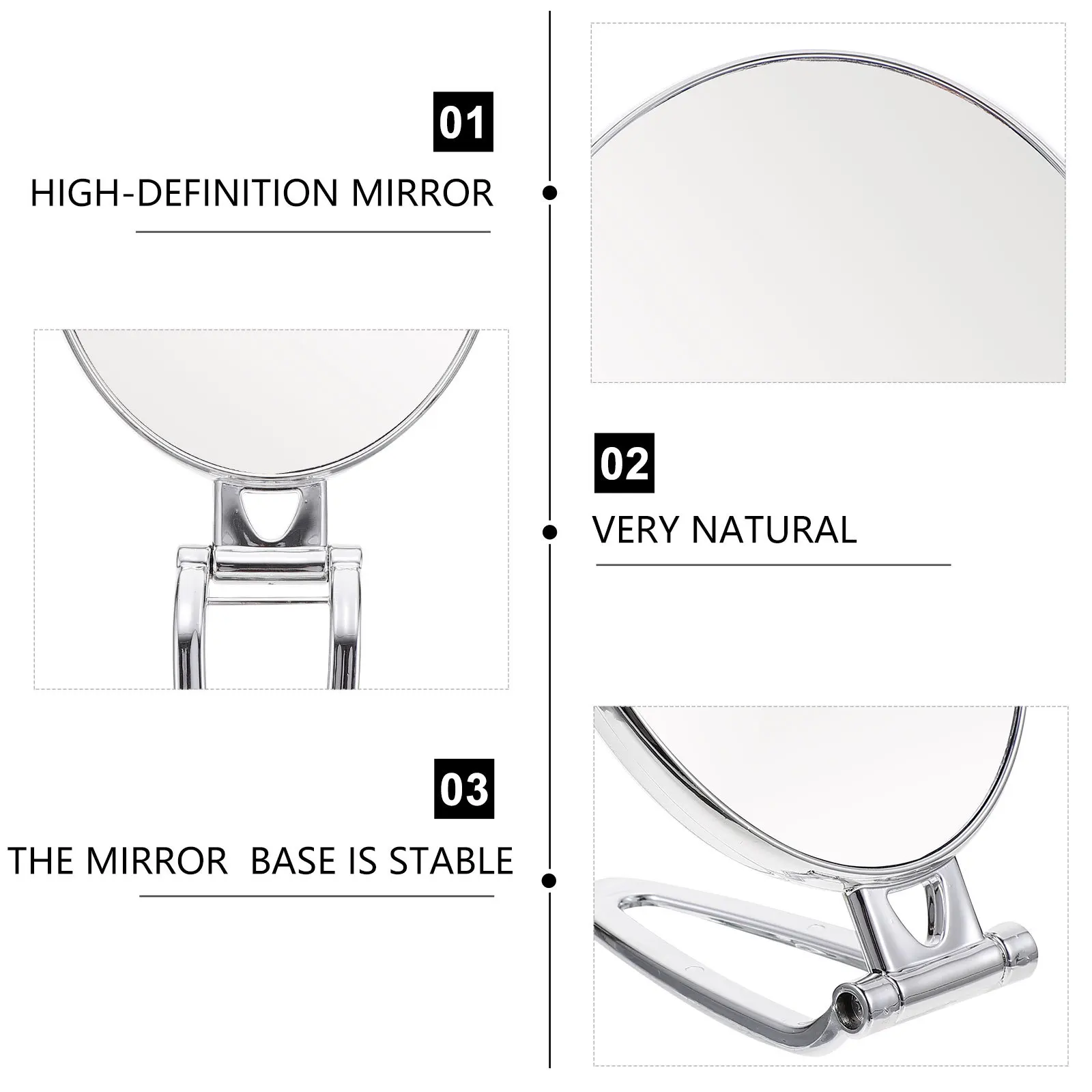 

Double Sided 3X Magnifying Handheld Mirror Premium Desktop Mirror Rotatable Dresser Makeup Tool for Travel Home