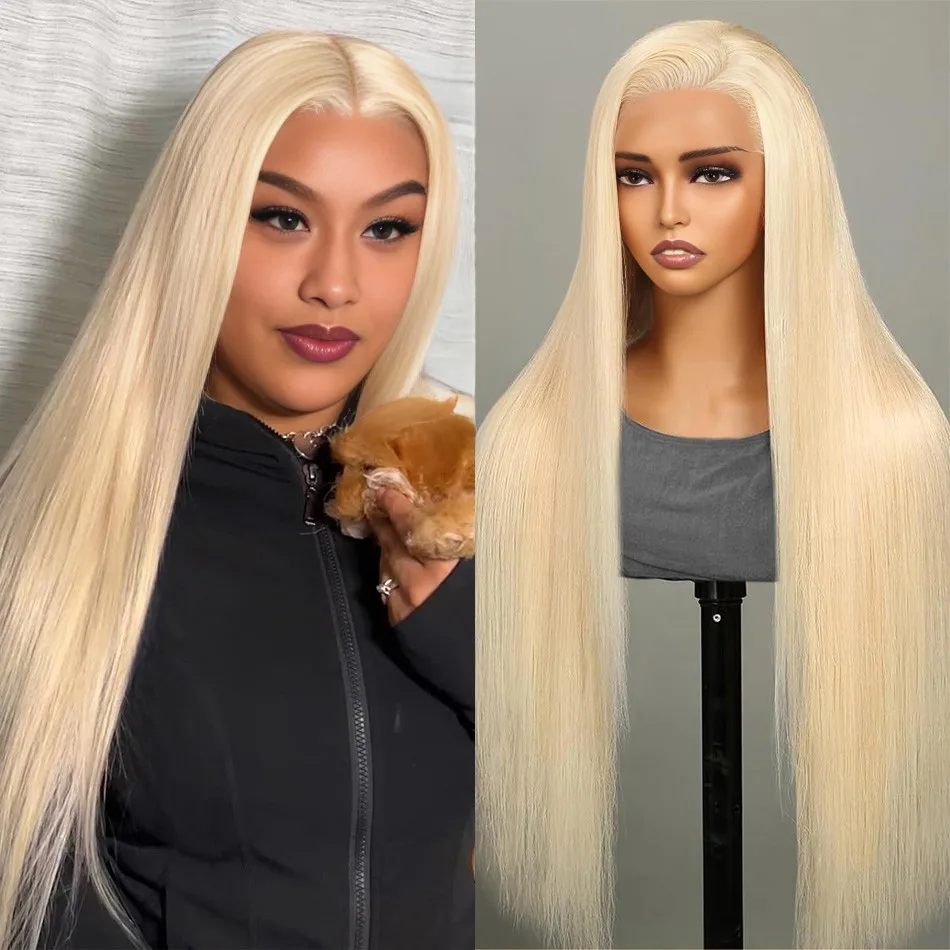 

40 inch lace front human hair wig blonde 613 hd lace frontal wig 13x6 bone straight brazilian hair on Sale Clearance