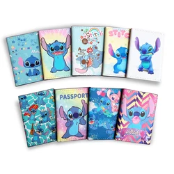 Disney Stitch Passport Cover PU Leather Travel Passport Holder for Boys Men Business Card Case Plane Ticket Card Holders Women