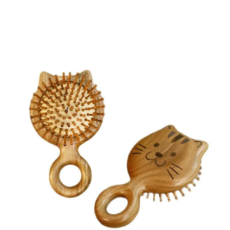 

Tie Su Mu (Golden Sandalwood) Kitten Air Cushion Comb Cute Massage Comb Solid Wood Meridian Relief Home Portable Airbag Comb
