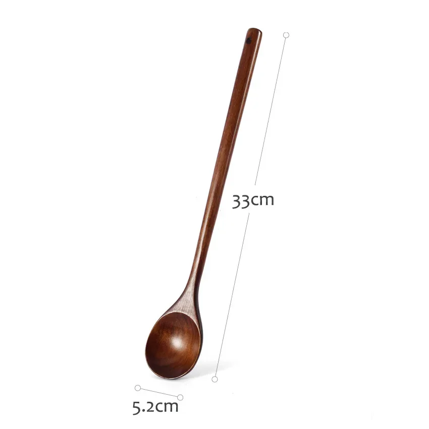 Long Wooden Spoons Natural Wood Cooking Spoons for Soup Cooking Mixing Stirr Honey Spoon Korean Style Kitchen Utensil