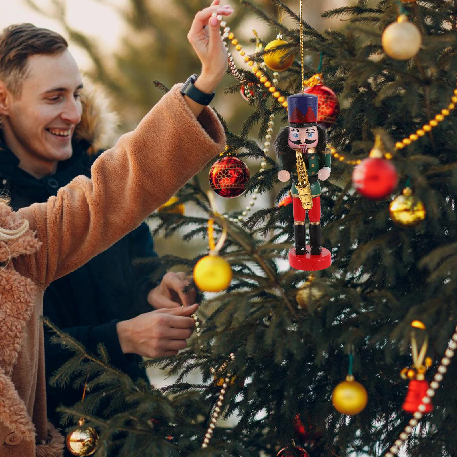 

5Pcs Wooden Nutcracker Festival Christmas Decoration Classic Nutcracker Ornaments for Home Party Desktop Decor