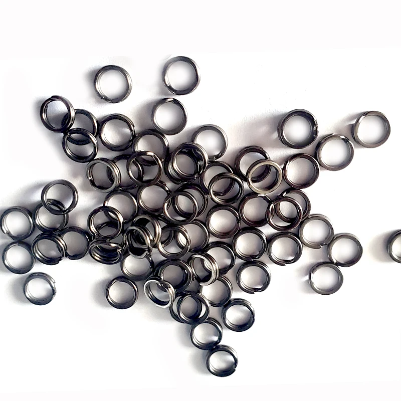 TAKEDO 100PCS/BAG New Arrival Black Nickel Flaser Double Split Ring Stainless Steel Fishing Accessories Connector Fishing Lures