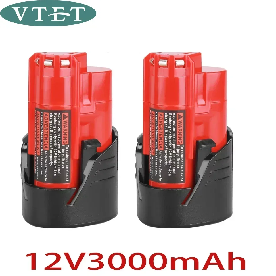 12V 6000mAh Rechargeable Battery for Milwaukee M12 XC Cordless Tool 48-11-2402 48-11-2411 48-11-2401 MIL-12A-L Electric Drill