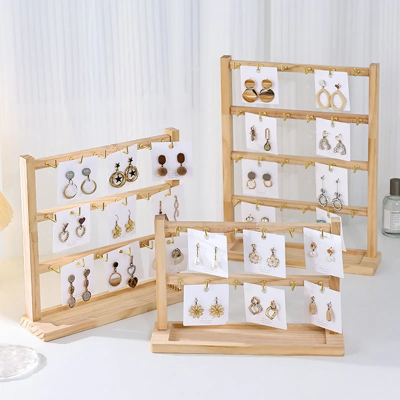 Necklaces Easel Jewelry Collection Rack Bracelet Display Board Display Stand with Hooks Showcase Display Holder Solid Wood