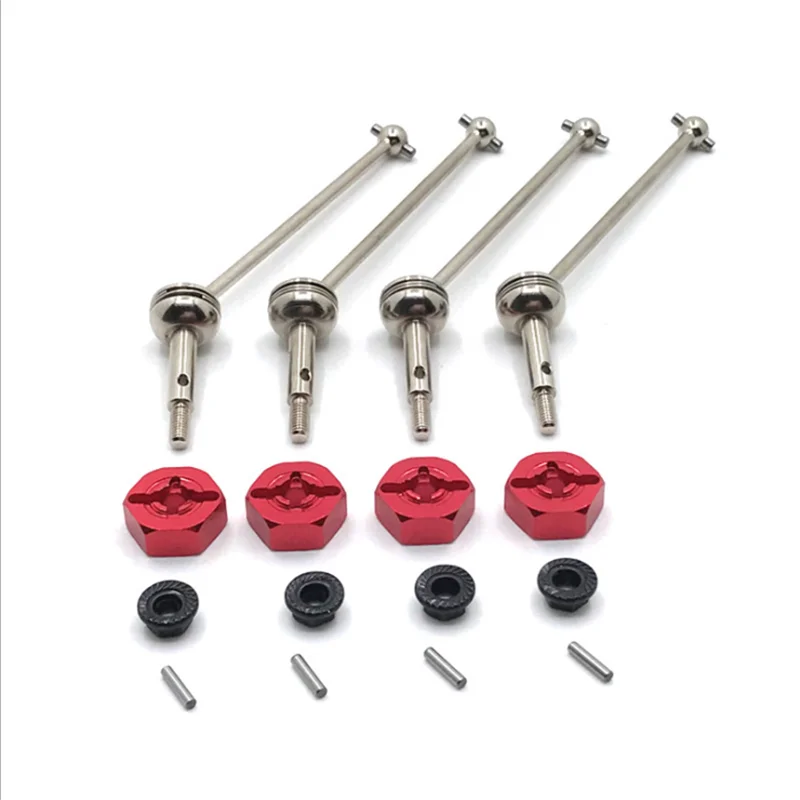 Metalen upgrade voor- en achterste kardanische as 12 mm adapter voor Wltoys 144001 144002 144010 124016 124017 124018 124019   RC auto-onderdelen
