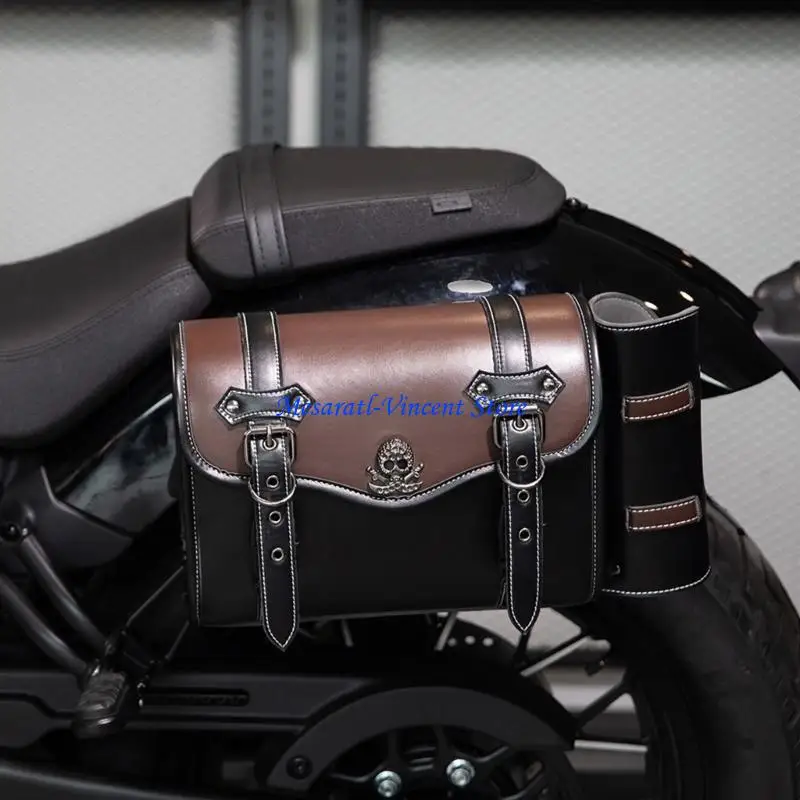 

A70F Classical Designs Motorcycle Side Bag with Convenient Installation Versatile Motorcycle Side Bag Leather Side Tool Bag