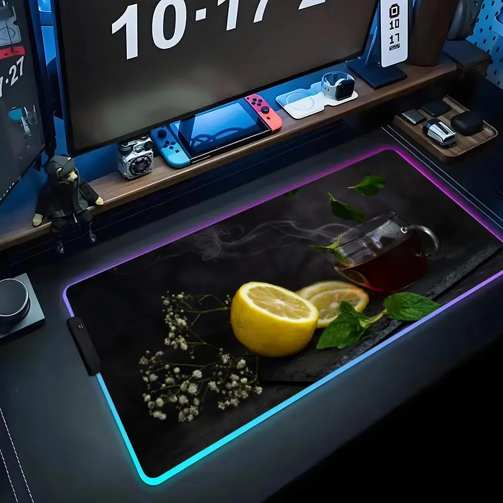 

hot tea Mouse Pad RGB Gaming Mousepad Big LED Pad PC Desk Mat Luminous Mouse Pad Large Keyboard Mats Table Rug With Backlit