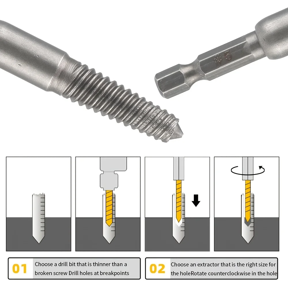 Screw Extractor Set, 11/6 Pieces Metric Drill Bit Set, Reverse Drill Bit Extractor Set for Removing Broken Screws, Bolts